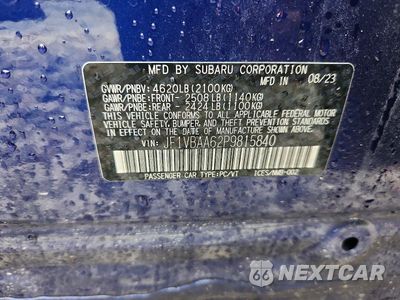 Zdjęcie 13 z 13 samochodu: 2023 SUBARU WRX VIN:JF1VBAA62P9815840 - miniatura