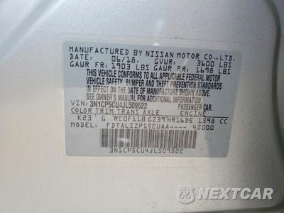 Zdjęcie 13 z 13 samochodu: 2018 NISSAN KICKS SV VIN:3N1CP5CU4JL509522 - miniatura