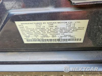 Zdjęcie 12 z 12 samochodu: 2007 NISSAN ALTIMA 2.5 VIN:1N4AL21E27C190514 - miniatura