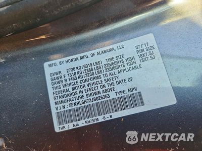 Zdjęcie 13 z 13 samochodu: 2018 HONDA ODYSSEY EXL VIN:5FNRL6H72JB026363 - miniatura