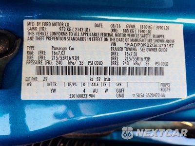 Zdjęcie 13 z 13 samochodu: 2016 FORD FOCUS SE VIN:1FADP3K22GL379157 - miniatura
