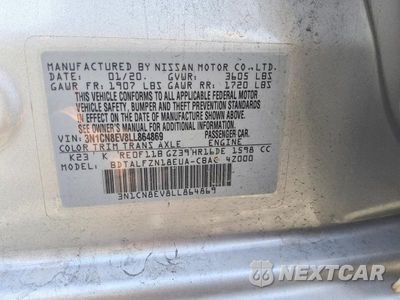 Zdjęcie 12 z 12 samochodu: 2020 NISSAN VERSA SV VIN:3N1CN8EV8LL864869 - miniatura