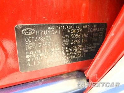Zdjęcie 12 z 12 samochodu: 2004 HYUNDAI SANTA FE GLS VIN:KM8SC13E44U639831 - miniatura