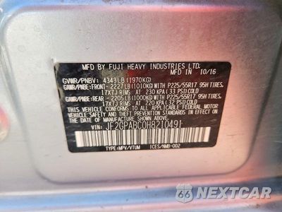 Zdjęcie 12 z 12 samochodu: 2017 SUBARU CROSSTREK PREMIUM VIN:JF2GPABC0H8210491 - miniatura