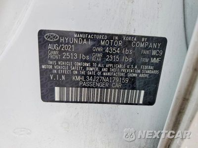 Zdjęcie 12 z 12 samochodu: 2022 HYUNDAI SONATA LIMITED VIN:KMHL34J27NA179159 - miniatura