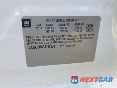 Zdjęcie 12 z 12 samochodu: 2012 CHEVROLET SONIC LT VIN:1G1JD5SH6C4138270 - miniatura