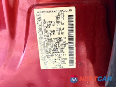 Zdjęcie 13 z 13 samochodu: 2006 NISSAN PATHFINDER S VIN:5N1AR18W86C607677 - miniatura