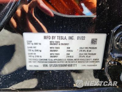 Zdjęcie 12 z 12 samochodu: 2022 TESLA MODEL S VIN:5YJSA1E66NF468171 - miniatura