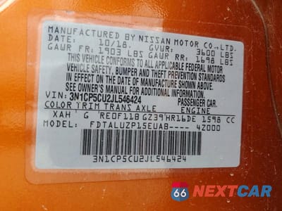 Zdjęcie 13 z 13 samochodu: 2018 NISSAN KICKS SR VIN:3N1CP5CU2JL546424 - miniatura