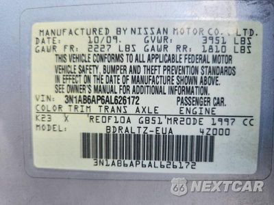 Zdjęcie 12 z 12 samochodu: 2010 NISSAN SENTRA 2.0 VIN:3N1AB6AP6AL626172 - miniatura