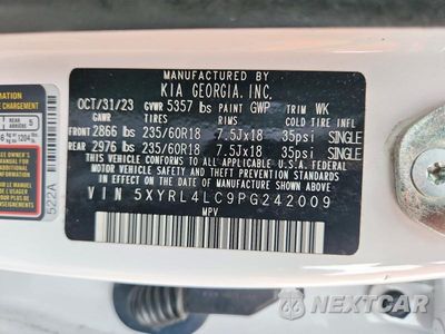Zdjęcie 13 z 13 samochodu: 2023 KIA SORENTO S VIN:5XYRL4LC9PG242009 - miniatura