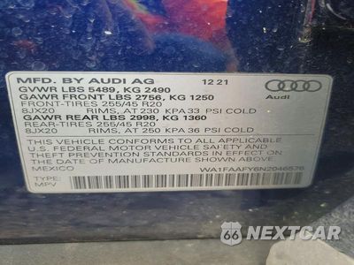Zdjęcie 13 z 13 samochodu: 2022 AUDI Q5 PRESTIGE 45 VIN:WA1FAAFY6N2046576 - miniatura