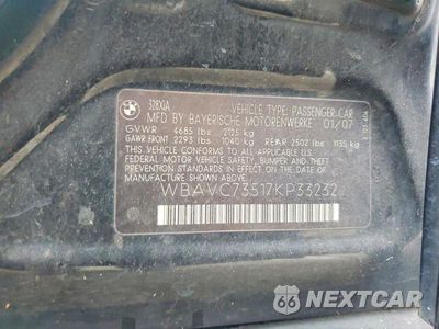 Zdjęcie 12 z 12 samochodu: 2007 BMW 328 XI SULEV VIN:WBAVC73517KP33232 - miniatura