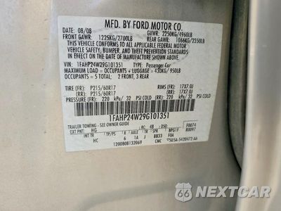 Zdjęcie 12 z 12 samochodu: 2009 FORD TAURUS SEL VIN:1FAHP24W29G101351 - miniatura