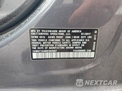 Zdjęcie 12 z 12 samochodu: 2017 VOLKSWAGEN PASSAT SE VIN:1VWBT7A35HC083997 - miniatura