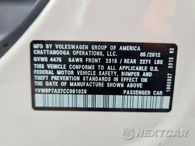 Zdjęcie 12 z 12 samochodu: 2012 VOLKSWAGEN PASSAT SE VIN:1VWBP7A37CC091029 - miniatura
