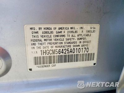 Zdjęcie 12 z 12 samochodu: 2005 HONDA ACCORD LX VIN:1HGCM56425A010170 - miniatura