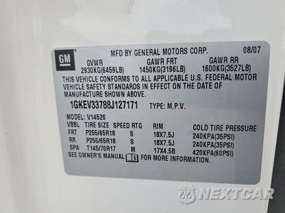 Zdjęcie 13 z 13 samochodu: 2008 GMC ACADIA SLT-2 VIN:1GKEV33788J127171 - miniatura