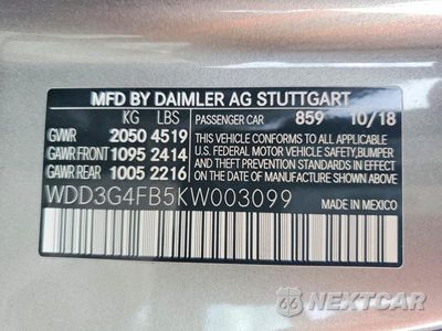 Zdjęcie 12 z 12 samochodu: 2019 MERCEDES-BENZ A 220 4MATIC VIN:WDD3G4FB5KW003099 - miniatura