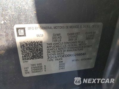 Zdjęcie 12 z 12 samochodu: 2019 CHEVROLET SILVERADO K1500 LTZ VIN:3GCUYGED0KG256040 - miniatura