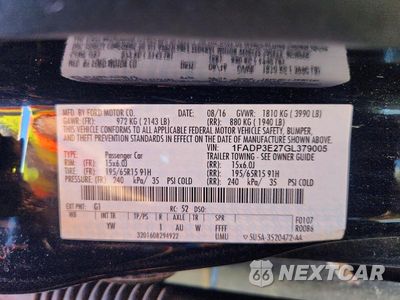 Zdjęcie 13 z 13 samochodu: 2016 FORD FOCUS S VIN:1FADP3E27GL379005 - miniatura