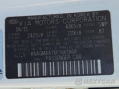 Zdjęcie 13 z 13 samochodu: 2015 KIA OPTIMA LX VIN:KNAGM4A76F5661868 - miniatura