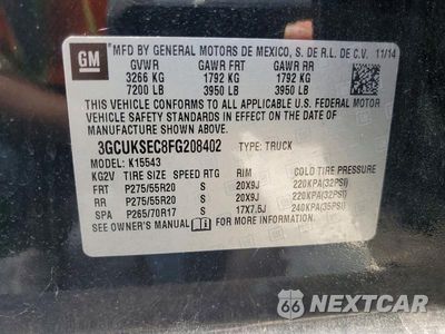 Zdjęcie 12 z 12 samochodu: 2015 CHEVROLET SILVERADO K1500 LTZ VIN:3GCUKSEC8FG208402 - miniatura