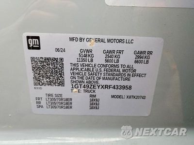 Zdjęcie 12 z 12 samochodu: 2024 GMC SIERRA K2500 AT4X VIN:1GT49ZEYXRF433958 - miniatura