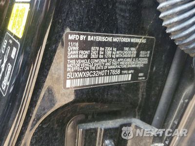 Zdjęcie 12 z 12 samochodu: 2017 BMW X3 XDRIVE28I VIN:5UXWX9C32H0T17658 - miniatura