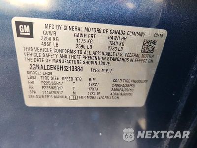 Zdjęcie 14 z 14 samochodu: 2017 CHEVROLET EQUINOX LT VIN:2GNALCEK9H6213384 - miniatura