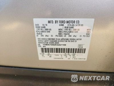 Zdjęcie 14 z 14 samochodu: 2019 FORD EXPLORER XLT VIN:1FM5K7D82KGA21169 - miniatura