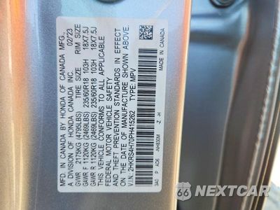 Zdjęcie 13 z 13 samochodu: 2023 HONDA CR-V EXL VIN:2HKRS4H70PH415262 - miniatura