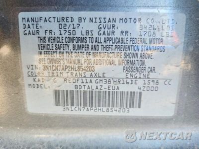 Zdjęcie 12 z 12 samochodu: 2017 NISSAN VERSA 1.6 S PLUS VIN:3N1CN7AP2HL854203 - miniatura