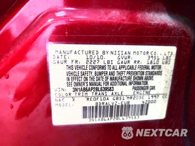 Zdjęcie 12 z 12 samochodu: 2011 NISSAN SENTRA 2.0 VIN:3N1AB6AP2BL639583 - miniatura