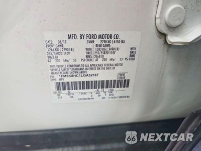 Zdjęcie 14 z 14 samochodu: 2020 FORD EXPLORER PLATINUM VIN:1FM5K8HC1LGA32167 - miniatura
