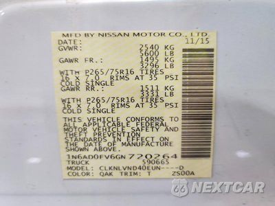 Zdjęcie 12 z 12 samochodu: 2016 NISSAN FRONTIER PRO-4X VIN:1N6AD0EV6GN720264 - miniatura