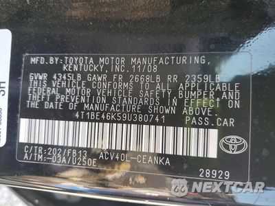 Zdjęcie 13 z 13 samochodu: 2009 TOYOTA CAMRY LE VIN:4T1BE46K59U380741 - miniatura