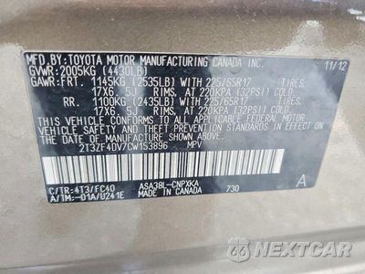Zdjęcie 14 z 14 samochodu: 2012 TOYOTA RAV4 BASE VIN:2T3ZF4DV7CW153896 - miniatura