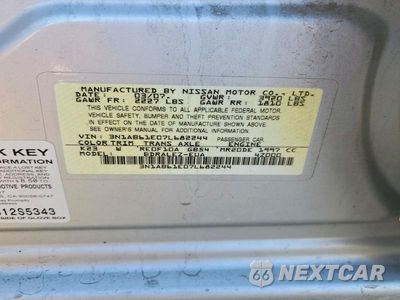Zdjęcie 13 z 13 samochodu: 2007 NISSAN SENTRA 2.0 VIN:3N1AB61E07L682244 - miniatura