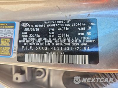 Zdjęcie 12 z 12 samochodu: 2016 KIA OPTIMA LX VIN:5XXGT4L31GG102564 - miniatura