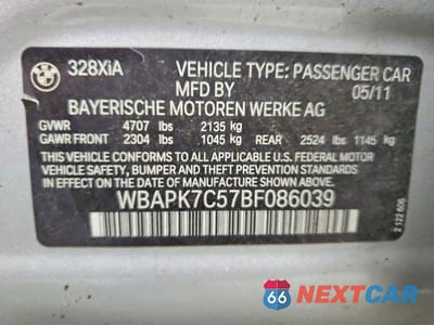 Zdjęcie 12 z 12 samochodu: 2011 BMW 328 XI VIN:WBAPK7C57BF086039 - miniatura
