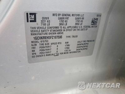 Zdjęcie 12 z 12 samochodu: 2015 CHEVROLET SILVERADO K1500 LT VIN:1GCVKREH5FZ187596 - miniatura