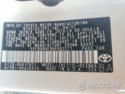Zdjęcie 12 z 12 samochodu: 2017 TOYOTA COROLLA LE VIN:5YFBURHE9HP683271 - miniatura