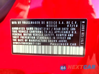 Zdjęcie 12 z 12 samochodu: 2019 VOLKSWAGEN JETTA S VIN:3VWC57BU9KM071184 - miniatura