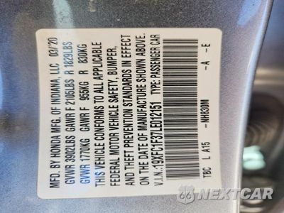 Zdjęcie 12 z 12 samochodu: 2020 HONDA CIVIC EX VIN:19XFC1F37LE012151 - miniatura