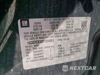 Zdjęcie 13 z 13 samochodu: 2015 CHEVROLET COLORADO Z71 VIN:1GCGTCE33F1259451 - miniatura