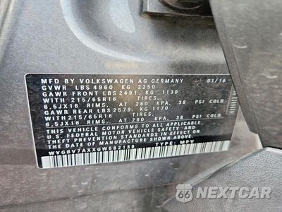 Zdjęcie 13 z 13 samochodu: 2016 VOLKSWAGEN TIGUAN S VIN:WVGBV7AXXGW582139 - miniatura