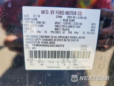 Zdjęcie 13 z 13 samochodu: 2018 FORD EXPLORER XLT VIN:1FM5K8D82JGC42372 - miniatura