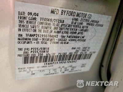 Zdjęcie 12 z 12 samochodu: 2005 FORD FIVE HUNDRED LIMITED VIN:1FAHP25195G104342 - miniatura