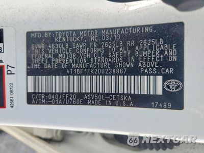 Zdjęcie 12 z 12 samochodu: 2013 TOYOTA CAMRY SE VIN:4T1BF1FK2DU238867 - miniatura